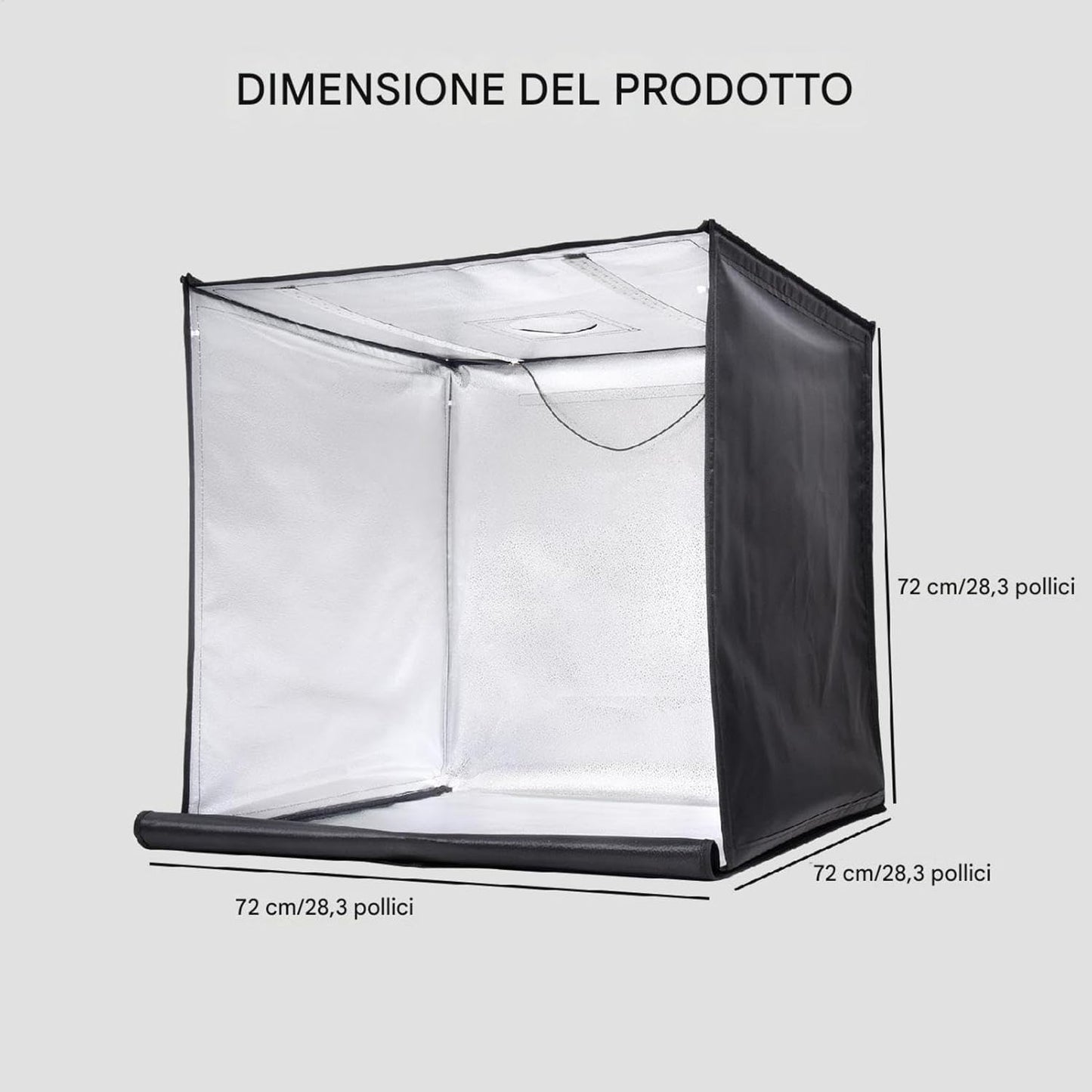 Pro Photo Box 80 x 80 cm | Set of Light Boxes for Product Photography | 3 Bright Temperatures with Light Box, Light Strip, Dimming Button, 5 Waterproof PVC Background