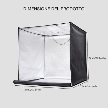 Pro Photo Box 80 x 80 cm | Set of Light Boxes for Product Photography | 3 Bright Temperatures with Light Box, Light Strip, Dimming Button, 5 Waterproof PVC Background