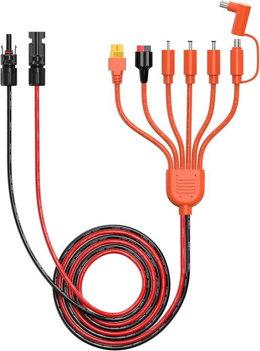 Tonton 7-in-1 Solar Panel Connector, MC-4 Solar Connector Cable to DC 8mm XT60 Anderson Adapters, for EF ECOFLOW River & Delta Series, Jacker Explorer, BLUETTI Portable Power Station, Solar Panel