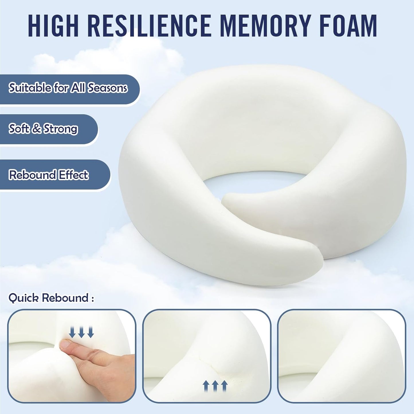 Neck Pillow Travel Head Rest, Memory Foam Comfortable & Breathable Soft U Shaped Pillows for Travel Airplane,Business Trip Neck and Shoulder Support with Luxury Bag,3D Contoured Washable Cover (Grey)