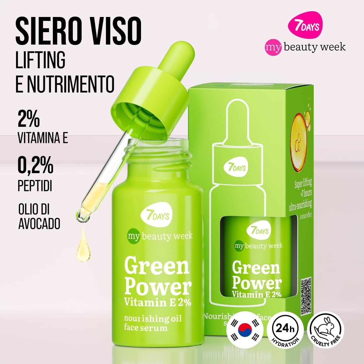 7DAYS - Vitamin E Facial Serum - Nourishing Serum with Avocado Oil and Peptides - Korean Anti-Aging Moisturizing Serum - Anti-Wrinkle Facial Serum for Mature and Dry Skin
