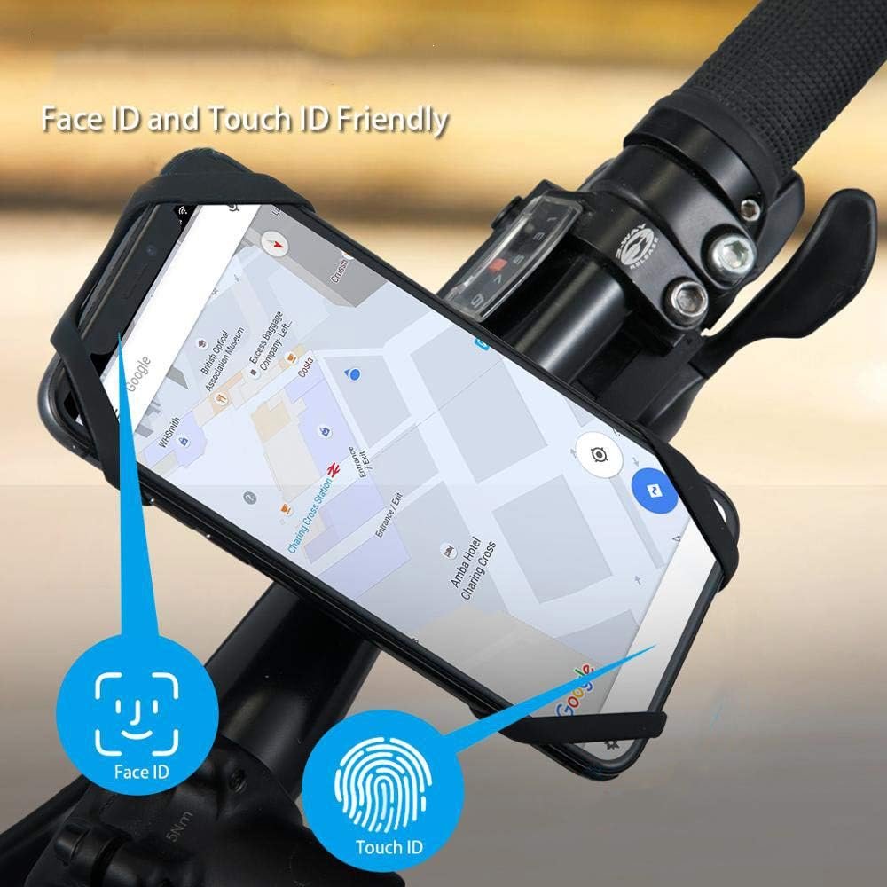 Motorcycle Phone Mount Tether 4-Pack, Premium Grade Rubber/Security/Fall Prevention, for Bicycle Bike, Motorcycle, Handlebar, Silicone Cell Phone Holder Band