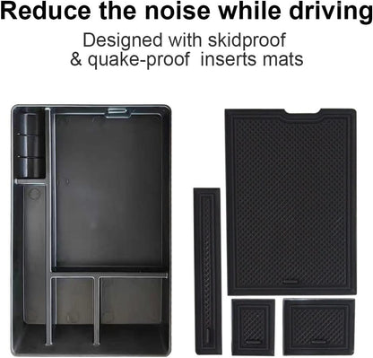 BestEvMod for Ioniq5 Armrest Storage Box Center Console Organizer Tray Interior Accessories with Rubber Black Trim Compatible with Hyundai Ioniq 5 2022-2025 Accessories(V1)