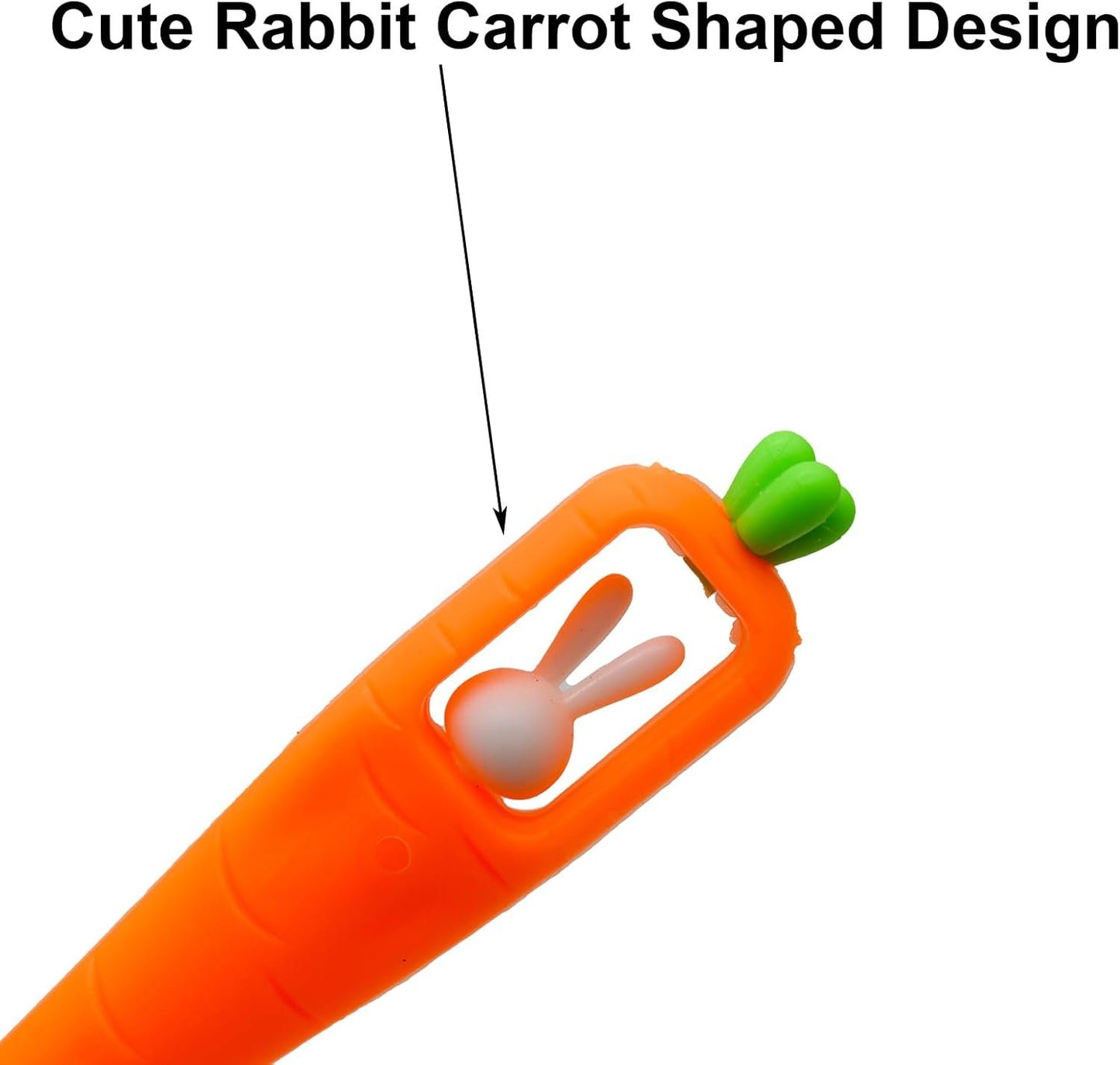 Maydahui 12PCS Cute Easter Bunny Carrot Gel Pens Comfortable Grip Rabbit Carrot Writing Pens Black Ink For Students Teachers Coworkers Shcool Stationery Easter Party Desk Decor