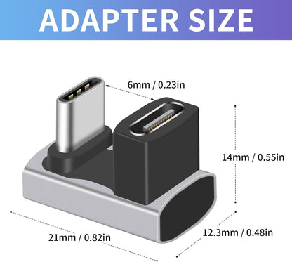 Duttek USB C U Adapter (2 Pack) USB C 180 Degree Adapter Support 40Gbps Data Transfer, 240W Charging and 8K Video, USB C Angle Adapter Compatible for Thunderbolt 4/3, Switch, MacBook, Laptop, Tablet