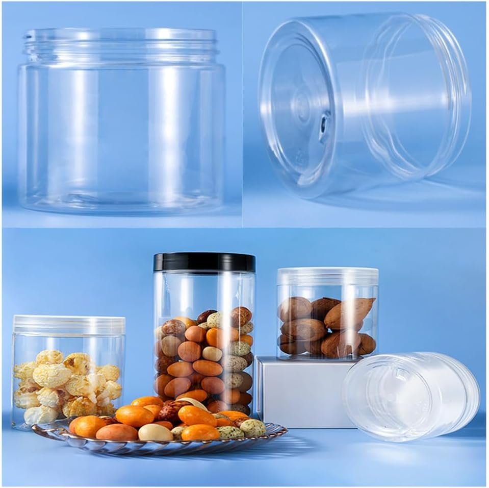 150ML Plastic Jars, Wanfoou 10 Pack Round Clear Leak-Proof Food Storage Jars for Food Storage, Camping, Hardware Storage, Crafts and Slime Making