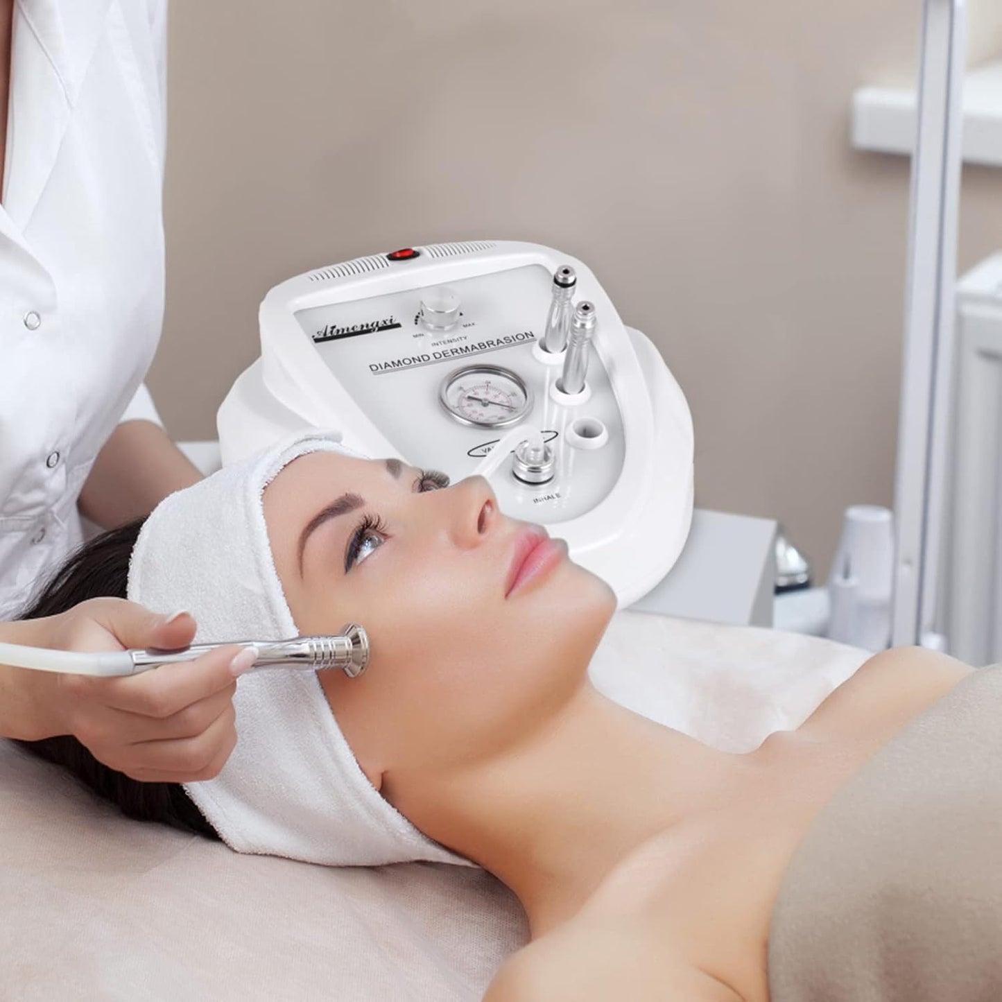 2 in 1 Diamond Microdermabrasion Machine Professional Blackhead Removal Equipment, 65-68cmHg Suction Power Professional Dermabrasion Facial Skin Care Massager for Home Salon Use with 300 Cotton Filter