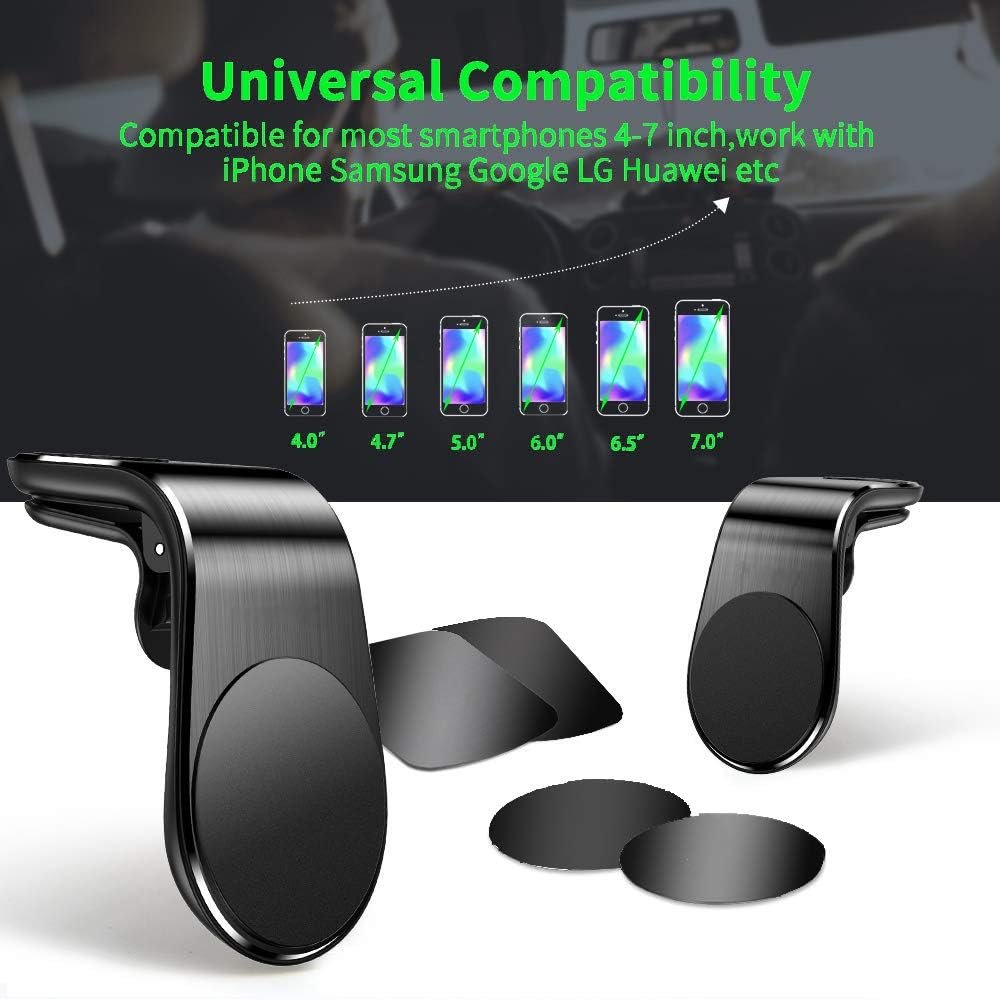 GLBSUNION Magnetic Car Mount, Car Vent Mount Air Vent Car Mount Phone Holder 360 Degree Rotation Cell Phone Car Stand Compatible for iPhone 15 14 13 12 Plus, Samsung Galaxy S23 S22, Note, Pixel, GPS