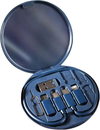 YAFIYGI 9 in 1 Cable Case USB Adapter Cable Conversion Storage Box, USB Type C to Micro USB/Lightning/USB A Cable Data Transfer Tool Contains Sim Card Slot Tray Eject Pin, Use as Phone Holder