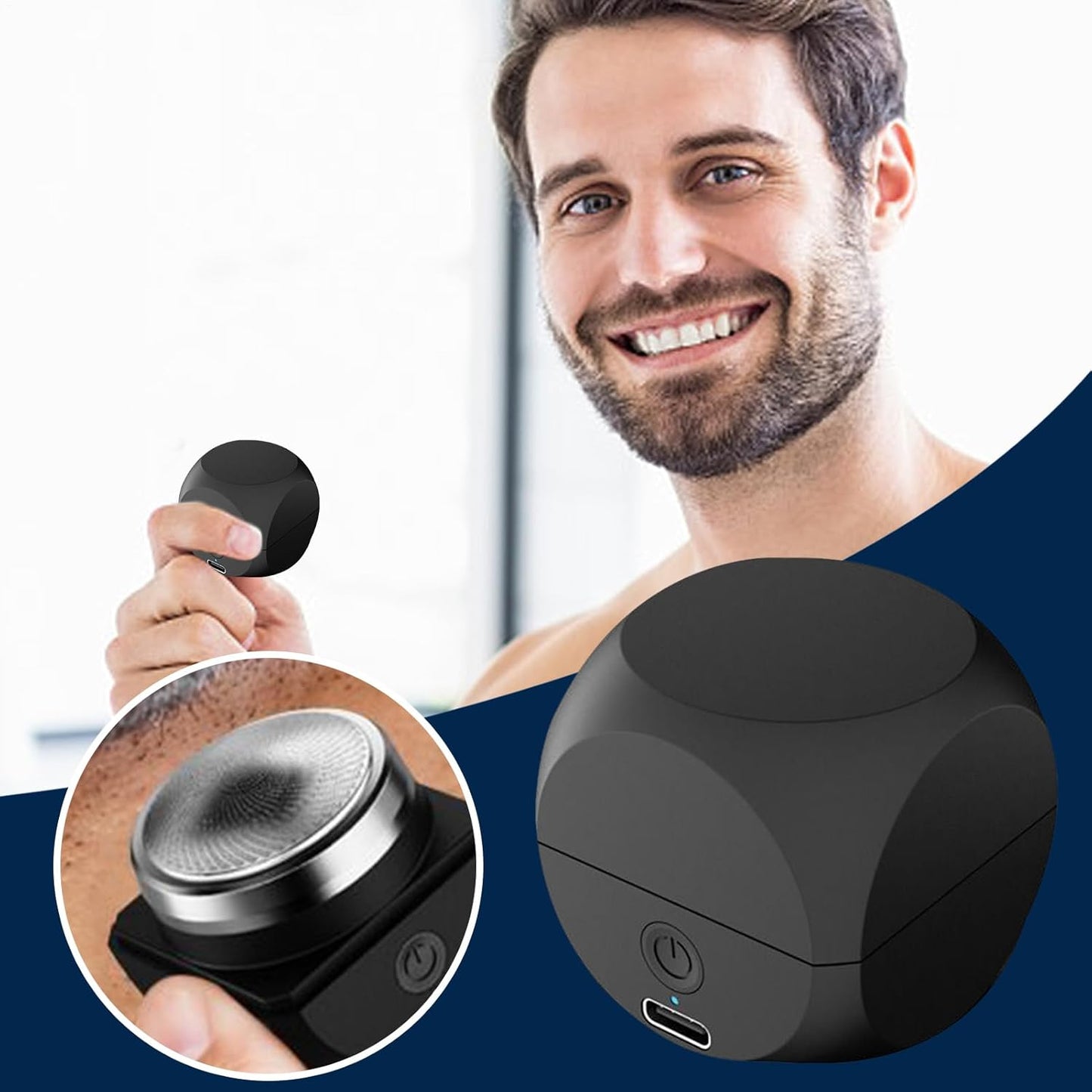 Mini Portable Electric Shaver, Rechargeable Beard Trimmer, 1.65x1.65x1.65 Inches Dice Shape Grooming Tool, Precision Face Hair Cutter, Compact Travel-Friendly Design for Boyfriends