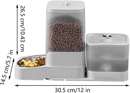 Auto Cat Feeder | Cat Food Feeder Water Dispenser - Drinker Waterer Large Capacity Pet Supplies, Storage Container for Kitten Puppy Feeding Watering