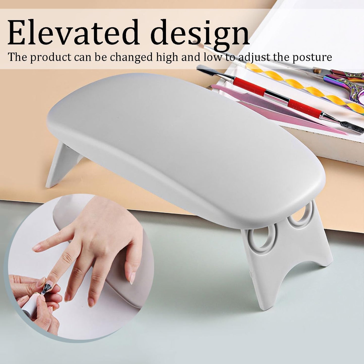Nail Arm Rest Foldable Nail Hand Support Cushion for Acrylic Nails Essential Nail Care Tool for Home and Salon Use Ergonomic Arm Rest for Nail Art Design and Pedicure Services (Pink)