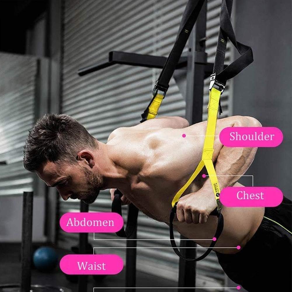 Suspension Trainer Fitness Straps Kit - Bodyweight Resistance Training Bands with Handles for Home Functional Gym Full-Body Exercise Equipment Outdoor Portable Travel Workout Set with Storage Bag