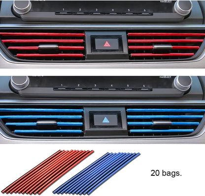 20pcs Car Air Conditioner Decoration Strip for Vent Outlet, 19.5CM Car Vent Trims, Suitable for Most Air Vent Outlet Car Interior Accessories (Red)