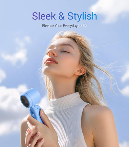 Diveblues 3 IN1 Portable Handheld Turbo Fan, 4000mAh USB Rechargeable Personal Hand Fan with 5 Speeds, Up to 12H Cooling, Foldable Small Pocket Ventilateur, Travel Essentials, Tech Gifts for Men Women