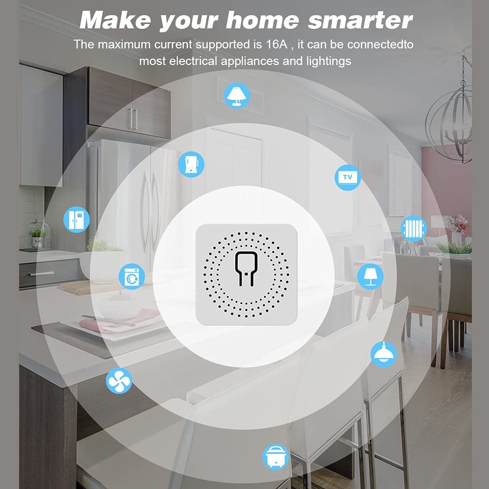 Mini WiFi Switch Module 16A Wi-Fi Intelligent Relay Light Switch APP Remote Control Voice Control DIY Breaker Module Home Appliance Automation (AC 220V)-GTRH