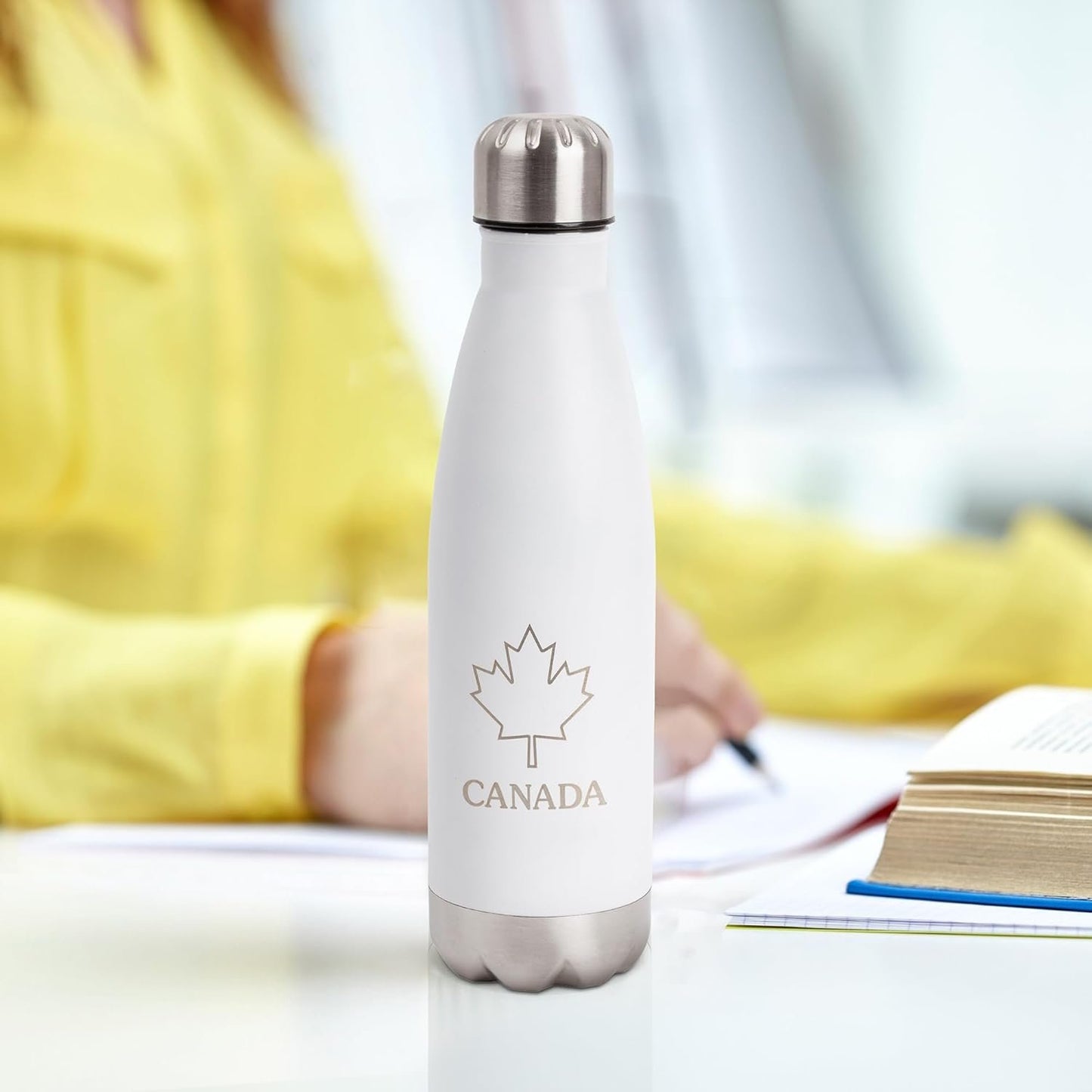 PURE Insulated Water Bottle, 500ml, White - Canada Classic Stainless Steel Metal Vacuum Thermal Leak Proof Water Bottles for Sports, Travel, Home and Office