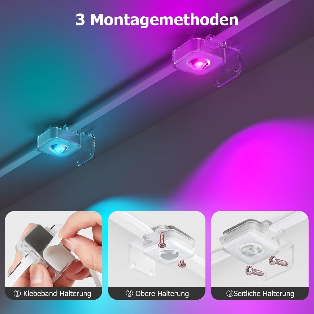 Solar Lights Permanent Outdoor Smart RGB Plus IC Outdoor Lighting, Work with Alexa (15m)