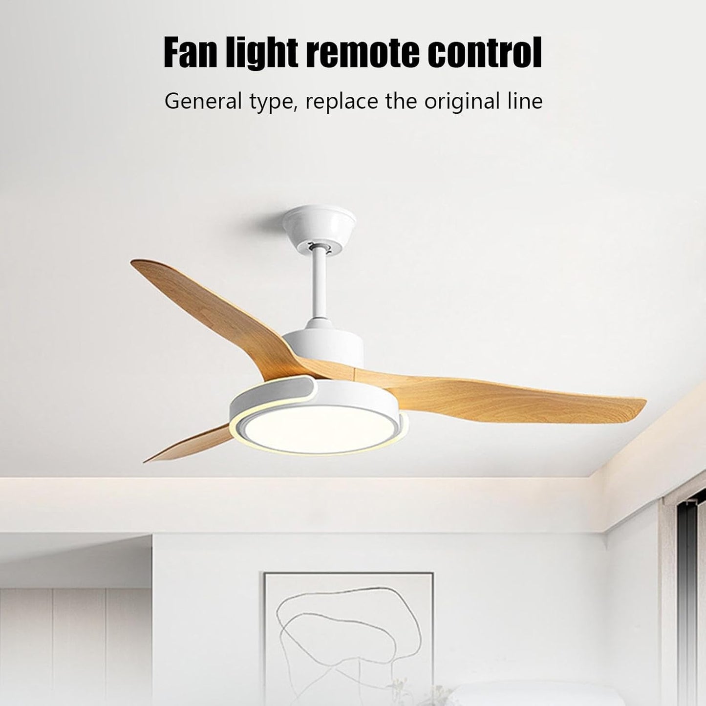 Ceiling Fan Remote Control, Small Size Remote Control and Receiver for Ceiling Fan and Lamp, Adjustable Wind Speed Transmitter, 3-Speed Fan Controller with Timer, Light Control for Home Use