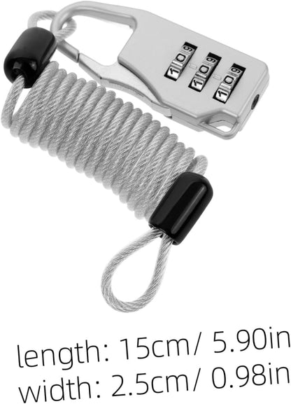Amosfun 1Set Adjustable Theft Cable Lock for Luggage Motorcycles and Scooters Heavy Duty Spring Wire Combination Lock Design for Enhanced Security and Portability