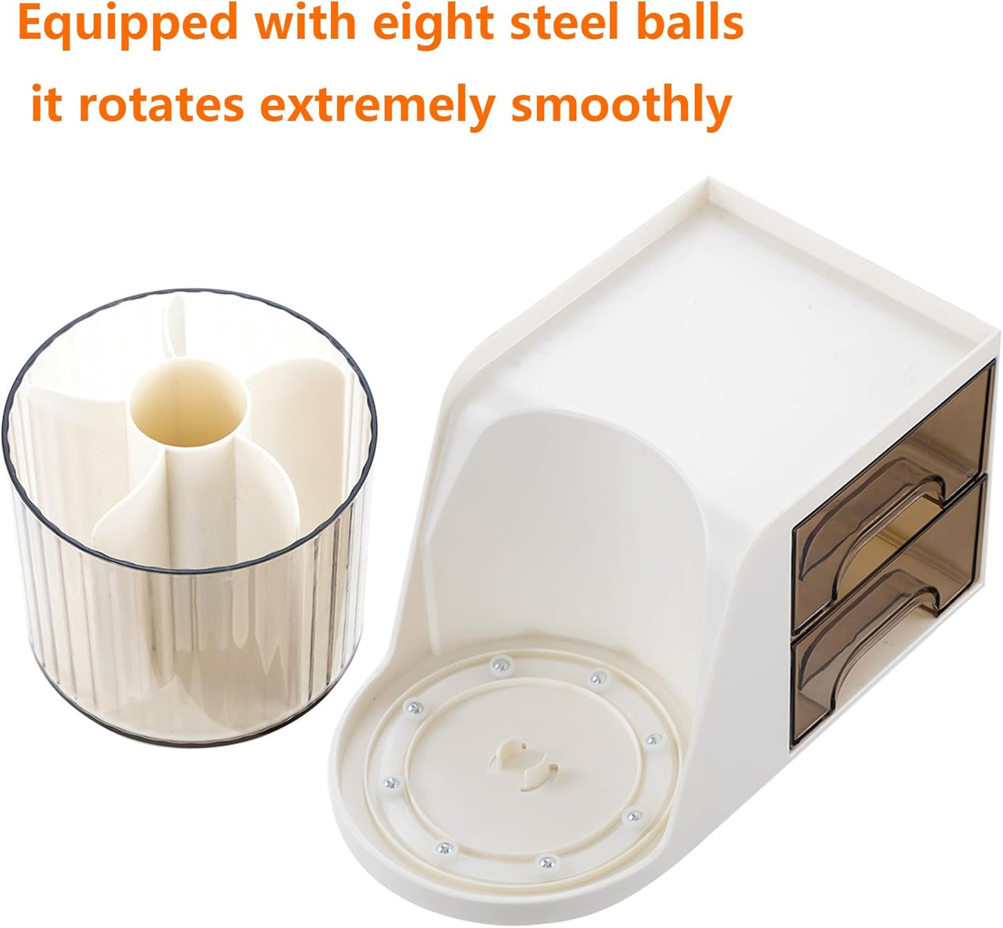 Moikiwi Desk Organizer, 360-Degree Rotating Pen Holder for Desk, Desk Organizers and Accessories with 6 Compartments Pencil Organizer, Art Supply Storage Box Caddy for Office, Home (White)
