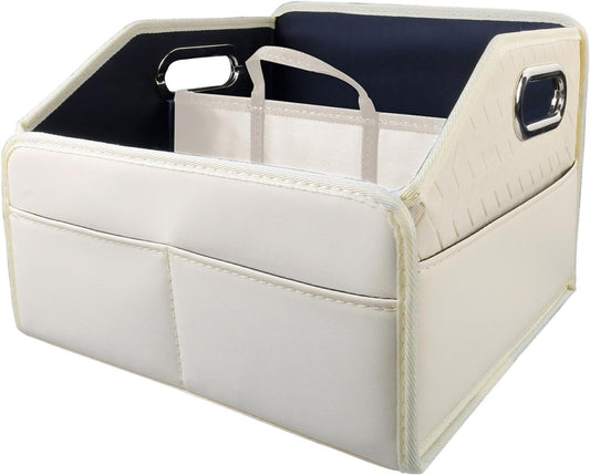 Car Boot Organiser Storage - Leather Trunk Storage Bin | Foldable Car Cargo Storage | Car Trunk Organiser | Boot Organiser | Multi-Compartment Camping Storage Box | Car Boot Storage For Car Sedan