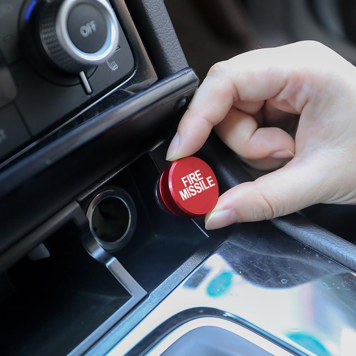Osilly Dustproof Plug for Car Cigarette Lighter, Aluminum Button Decorations Plug Cover, Car Interior Accessories Fit Most Automotive Vehicles Boats with Standard 12 Volt Power Source (Red/Fire)