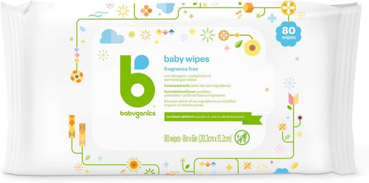 Babyganics Baby Wipes, Fragrance Free, 80 ct