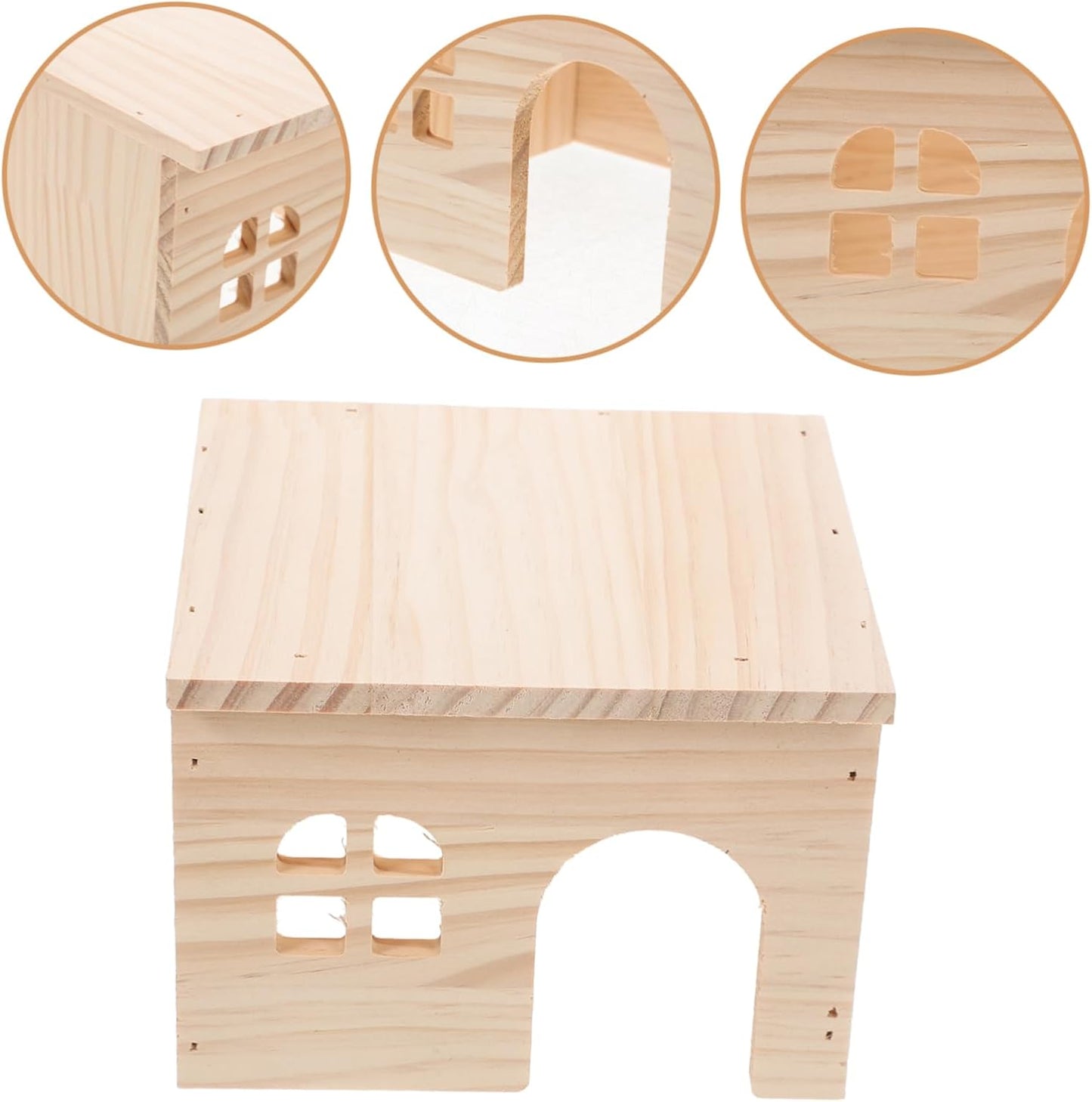 ibasenice Wood Hamster House with Ladder Multifunctional Feeding Watering Platform Adorable Wood Hideout for Hamsters Rats and Gerbils Stylish Cage Accessory for Small Animals