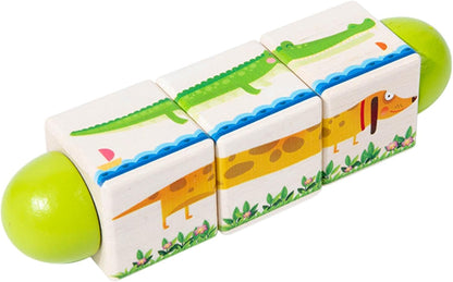 mivceklw Wooden Building Blocks, Rotating Puzzle Game, Handeye Coordination Development, Educational Toy for Preschool Classroom and Home Play, 6.69x1.69x1.69 Inches