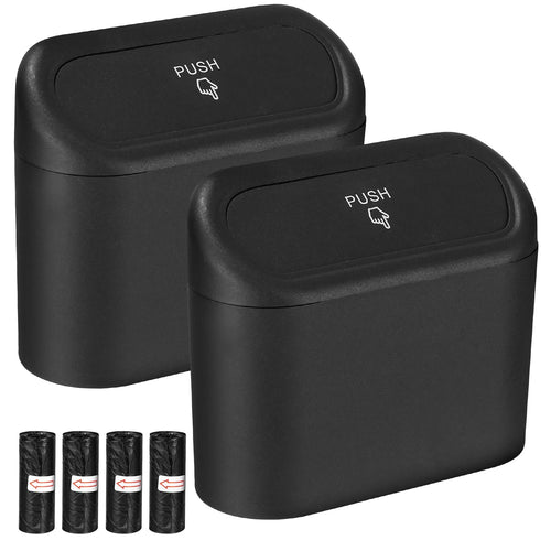 Zhufas 2 Pieces Car Rubbish Bin with 80 Bags, Car Trash Can with Lid, Car Accessories, Interior Car Accessories (Black)