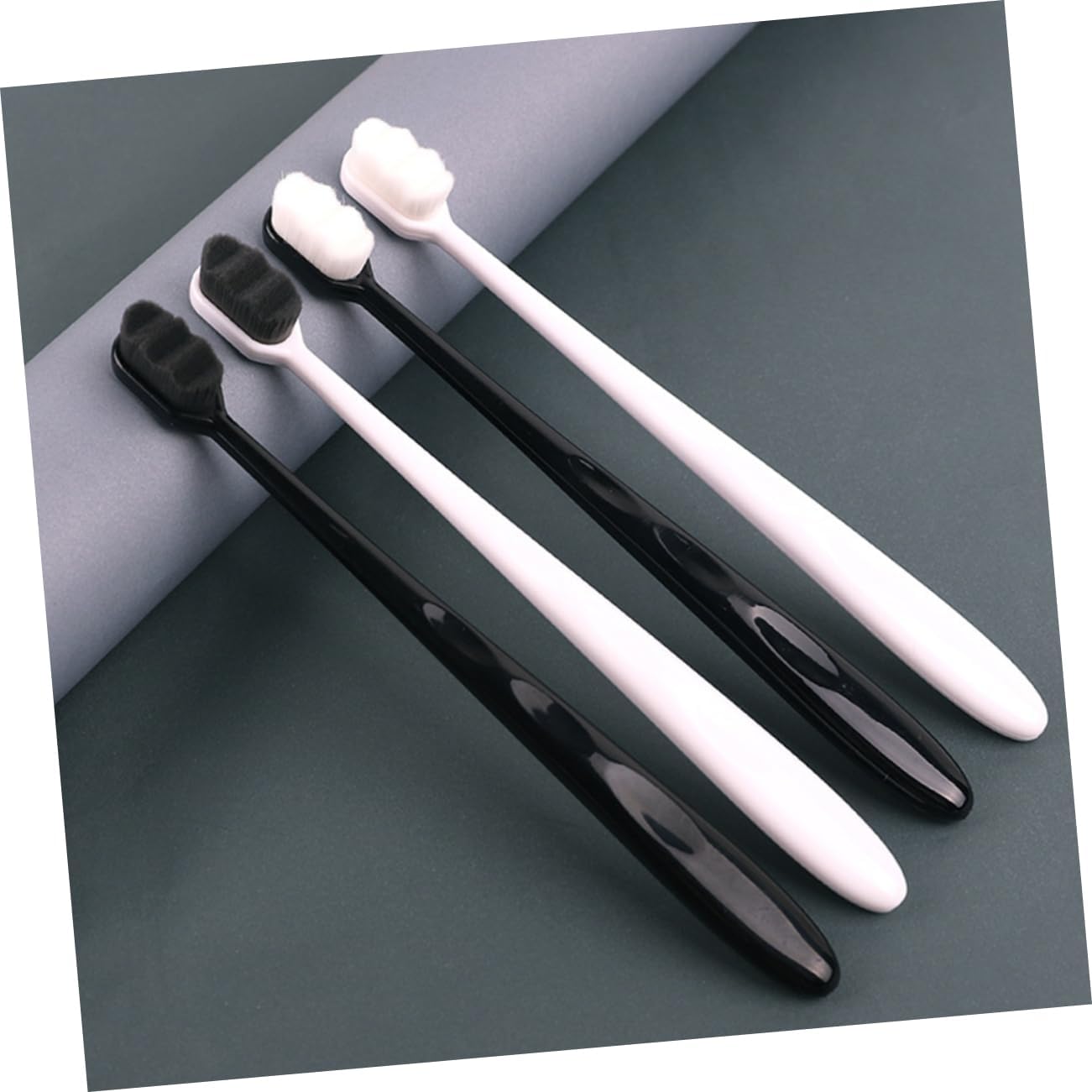 SOPOTUTU Micro Nano Bristle Toothbrushes for Oral Cleaning Ergonomic Design with Slip Handle Comfortable Grip Teeth Cleaning Hair and White Handle