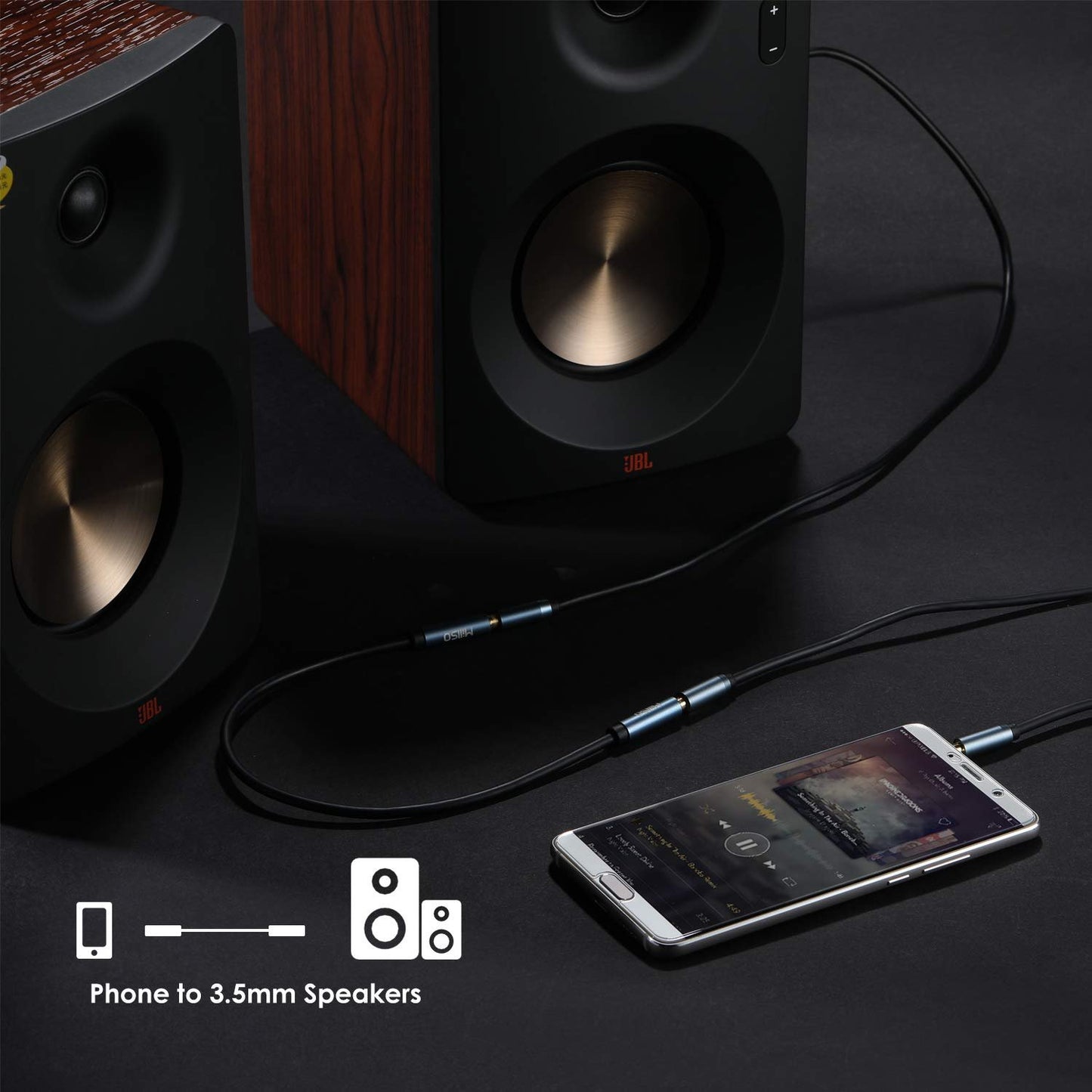 MillSO 1/8" 3.5mm Female to Female Adapter Cable TRS Premium Stereo Gold-Plated Audio AUX Cord Connectors for Headphones, Car Stereo, or Home HiFi Stereo Sound System - 15cm/6inch