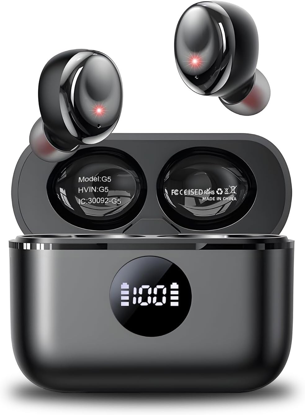 DUILEG Wireless Earbuds, Bluetooth 5.3 Headphones 50H Playtime with LED Digital Display Charging Case, IPX7 Waterproof in-Ear Earbuds HiFi Stereo Sound Earphone with Mic for Phone Computer Laptop