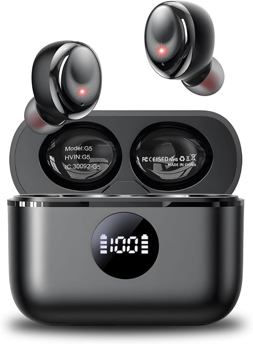 DUILEG Wireless Earbuds, Bluetooth 5.3 Headphones 50H Playtime with LED Digital Display Charging Case, IPX7 Waterproof in-Ear Earbuds HiFi Stereo Sound Earphone with Mic for Phone Computer Laptop