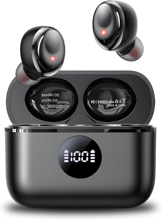 DUILEG Wireless Earbuds, Bluetooth 5.3 Headphones 50H Playtime with LED Digital Display Charging Case, IPX7 Waterproof in-Ear Earbuds HiFi Stereo Sound Earphone with Mic for Phone Computer Laptop