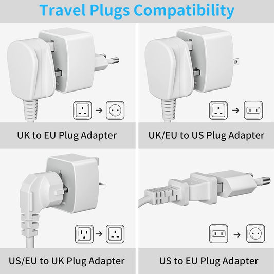 QENEQ Travel Adapter Worldwide Travel Plug Adapter 3 in 1 International Socket Adapter Set with Travel Adapter Type G Type A and Type F Plug for USA UK Australia Canada Japan Dubai