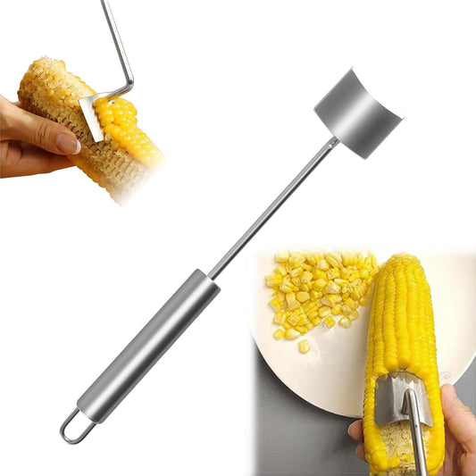 New Long Handle Stainless SteelCorn Cob Stripper Tool,Corn Cob Peeler Tool with Ergonomic Handle, Kitchen Gadget (A)
