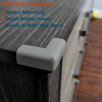 8-Pack Baby Proofing Corner Protectors, Furniture Corner and Edge Safety Bumpers, Soft Rubber Foam Cushion Covers, 3M Taped Corner Protector, Baby Child Proofing Pads, Table Protector, Grey
