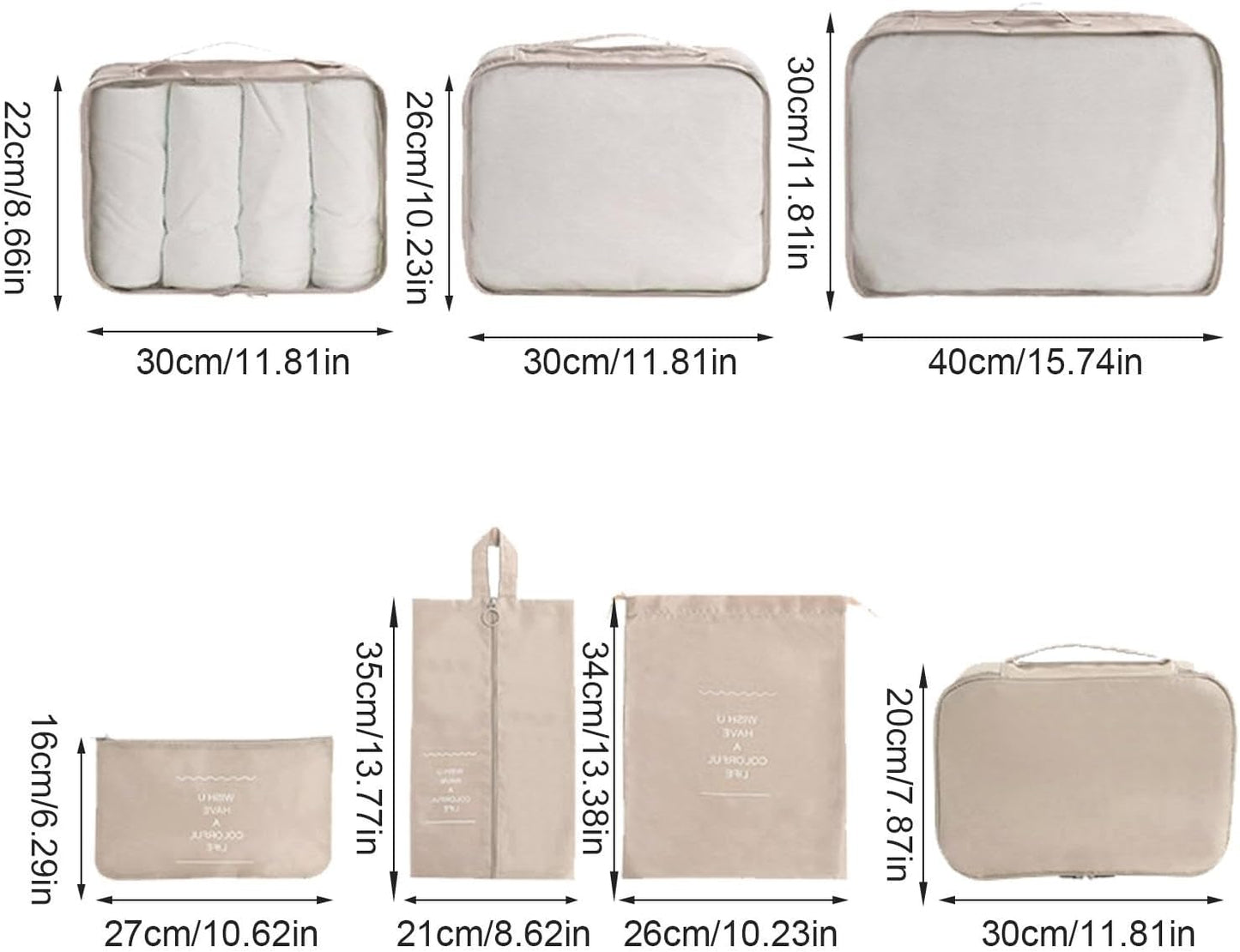 Travel Storage Bag, Suitcase Packing Organizer, 7-Piece Luggage Cubes Set, Lightweight Travel Accessories, Space-Saving Clothes and Toiletry Organizer for Trips