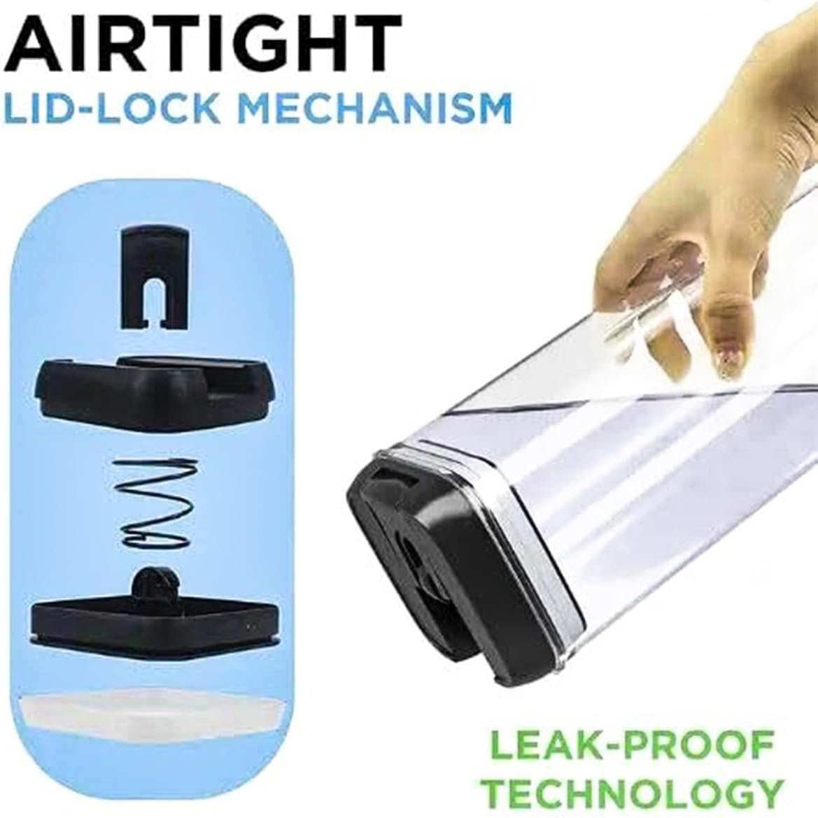 VivoGlow 7- Piece Food Storage Containers, Flip Lock Food Containers for Pantry Organization, Kitchen Storage & Organisation(Black)