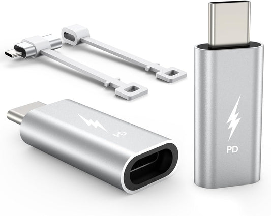 [2 Pack] TechMatte 27W Lightning to USB C Charging Adapter for iPhone 16/iPhone 15/15 Plus/15 Pro/15 Pro Max/and More Type C Devices, Support PD Fast Charging/Data Transmission, Not Support Audio/OTG