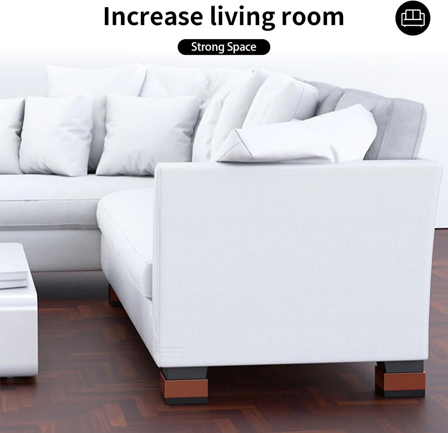 LUCKYQTQH Bed Risers Adjustable Furniture Risers Heavy Duty，Rectangle Bed Risers 3 Inches，Desk Risers for Sofa Couch Bed Frame ，Supports Up to 3000 lbs (4 Piece Set)