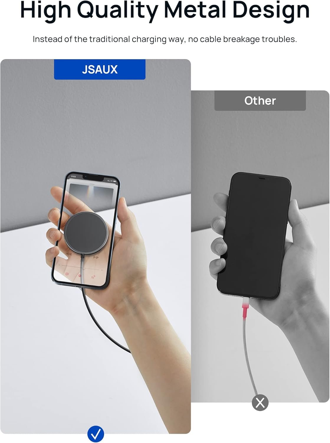 【2 Pack】 JSAUX Magnetic Wireless Charger Compatible with MagSafe Charger, 15W Wireless Mag Safe Charging Pad, Mag Charger 7.5W for iPhone 16/Pro/Max/Plus, iPhone 15/14/13/12 Series Magsafe Case-Black
