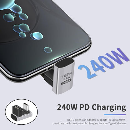 Duttek USB C U Adapter (2 Pack) USB C 180 Degree Adapter Support 40Gbps Data Transfer, 240W Charging and 8K Video, USB C Angle Adapter Compatible for Thunderbolt 4/3, Switch, MacBook, Laptop, Tablet