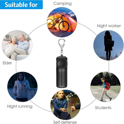 AMIR Safe Sound Personal Alarm Keychain for Women Protection - AMIR Safety Siren Keychain Loud Alarm - Personal Alert Device with LED Light - 130 dB Emergency Security Alert Key Chain Whistle, Black