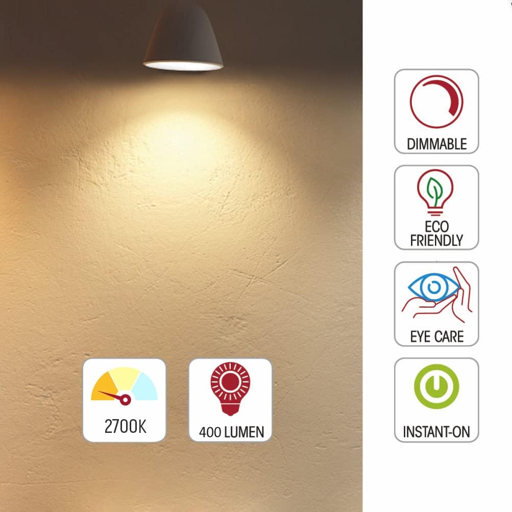TEKLED® G45 Golf Ball DIMMABLE LED Bulbs | E27 Edison Screw | Energy Saving 5W Light Bulb 40W Incandescent Bulb Equivalent | 2700K 400LM | 4-Pack | Warm White