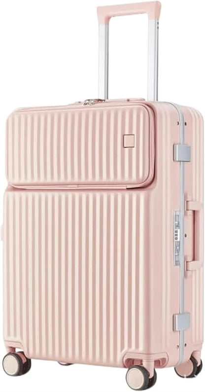 Trolley Suitcase Hand Luggage Durable Aluminium Frame for Hard Luggage Carry On Luggage Security TSA Lock Suitcase Suitcases Trolley (Colour: Pink, Size : 24 Inch), pink