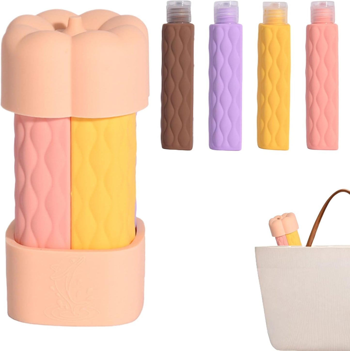 Travel Shampoo Bottles, Refillable Containers, 4-in-1 Leakproof Silicone Design, Approved Twist Dispenser, for Home, Gym, Hiking, Camping, Vacation, 2.52x5.39 Inches