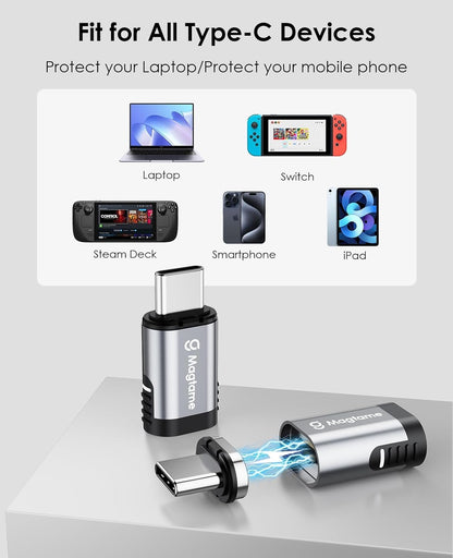 2Pack Magnetic USB C Male to USB C Female Adapter, 240W Type C Adapter Extender, 40Gbps Data Transfer 4K Video Output for Steam Deck, ROG Ally, Switch, Notebook, PC, Tablet, iPhone 15 USB4 Straight